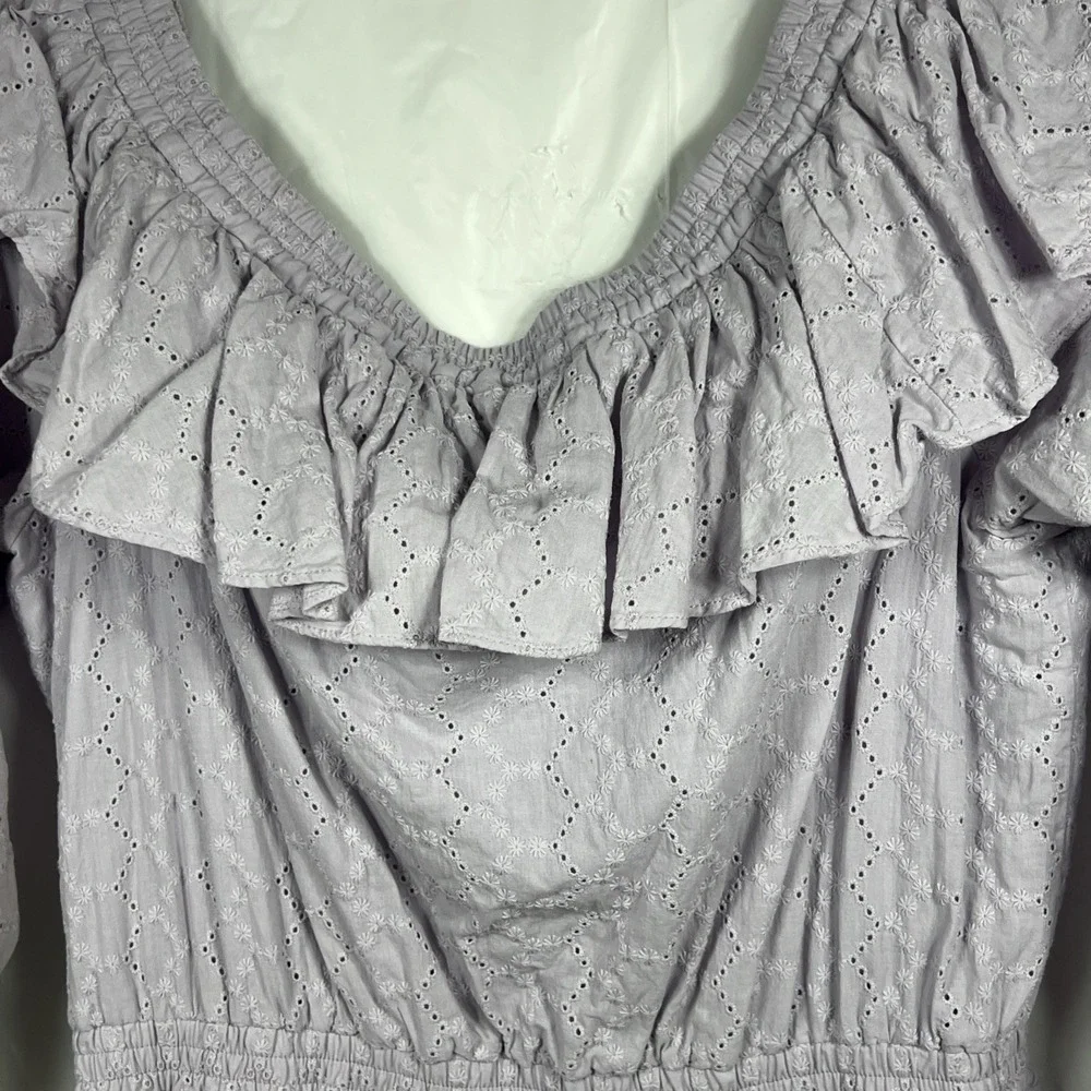 MICHAEL Michael Kors‎ Womens Lavender Off The Shoulder Eyelet Dress Size Medium